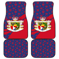 Liechtenstein Car Mats with Red Blue Heart Design and Royal Coat of Arms Pattern - Wonder Print Shop