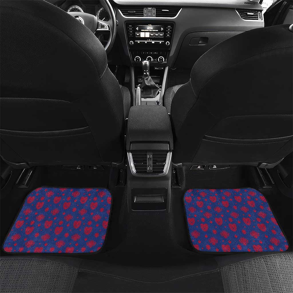Liechtenstein Car Mats with Red Blue Heart Design and Royal Coat of Arms Pattern - Wonder Print Shop