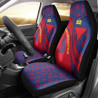 Liechtenstein Car Seat Cover with Red Blue Heart Design and Royal Coat of Arms Pattern - Wonder Print Shop