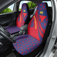 Liechtenstein Car Seat Cover with Red Blue Heart Design and Royal Coat of Arms Pattern - Wonder Print Shop