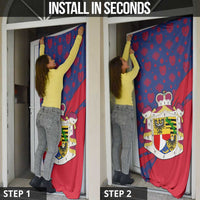 Liechtenstein Door Cover with Red Blue Heart Design and Royal Coat of Arms Pattern - Wonder Print Shop