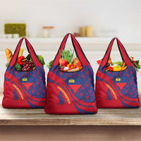 Liechtenstein Grocery Bag with Red Blue Heart Design and Royal Coat of Arms Pattern - Wonder Print Shop