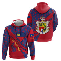 Liechtenstein Hoodie with Red Blue Heart Design and Royal Coat of Arms Pattern - Wonder Print Shop