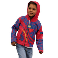Liechtenstein Kid Hoodie with Red Blue Heart Design and Royal Coat of Arms Pattern - Wonder Print Shop