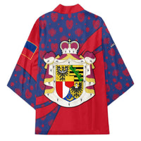 Liechtenstein Kimono with Red Blue Heart Design and Royal Coat of Arms Pattern - Wonder Print Shop
