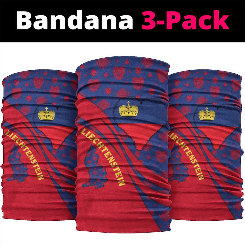 Liechtenstein Neck Gaiter with Red Blue Heart Design and Royal Coat of Arms Pattern - Wonder Print Shop