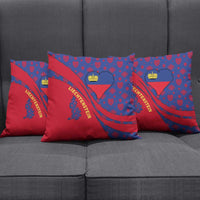 Liechtenstein Pillow Cover with Red Blue Heart Design and Royal Coat of Arms Pattern - Wonder Print Shop