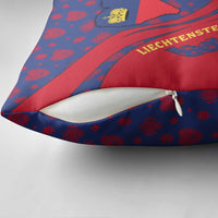 Liechtenstein Pillow Cover with Red Blue Heart Design and Royal Coat of Arms Pattern - Wonder Print Shop