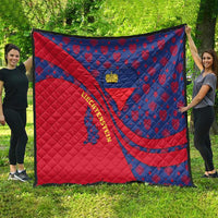 Liechtenstein Quilt with Red Blue Heart Design and Royal Coat of Arms Pattern - Wonder Print Shop
