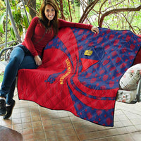 Liechtenstein Quilt with Red Blue Heart Design and Royal Coat of Arms Pattern - Wonder Print Shop