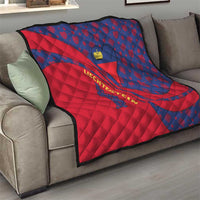 Liechtenstein Quilt with Red Blue Heart Design and Royal Coat of Arms Pattern - Wonder Print Shop