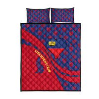Liechtenstein Quilt Bed Set with Red Blue Heart Design and Royal Coat of Arms Pattern - Wonder Print Shop