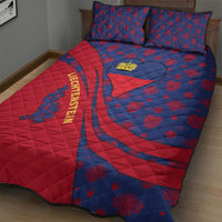 Liechtenstein Quilt Bed Set with Red Blue Heart Design and Royal Coat of Arms Pattern - Wonder Print Shop