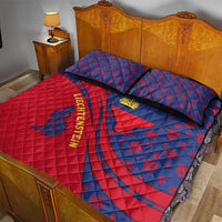 Liechtenstein Quilt Bed Set with Red Blue Heart Design and Royal Coat of Arms Pattern - Wonder Print Shop
