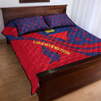 Liechtenstein Quilt Bed Set with Red Blue Heart Design and Royal Coat of Arms Pattern - Wonder Print Shop
