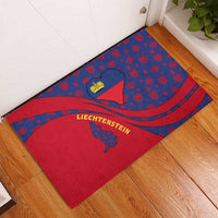 Liechtenstein Rubber Doormat with Red Blue Heart Design and Royal Coat of Arms Pattern - Wonder Print Shop