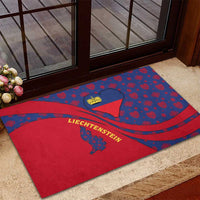Liechtenstein Rubber Doormat with Red Blue Heart Design and Royal Coat of Arms Pattern - Wonder Print Shop