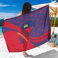 Liechtenstein Sarong with Red Blue Heart Design and Royal Coat of Arms Pattern - Wonder Print Shop
