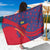 Liechtenstein Sarong with Red Blue Heart Design and Royal Coat of Arms Pattern - Wonder Print Shop