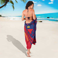 Liechtenstein Sarong with Red Blue Heart Design and Royal Coat of Arms Pattern - Wonder Print Shop