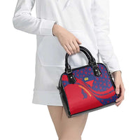 Liechtenstein Shoulder Handbag with Red Blue Heart Design and Royal Coat of Arms Pattern - Wonder Print Shop
