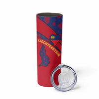 Liechtenstein Skinny Tumbler with Red Blue Heart Design and Royal Coat of Arms Pattern - Wonder Print Shop
