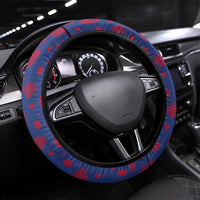 Liechtenstein Steering Wheel Cover with Red Blue Heart Design and Royal Coat of Arms Pattern - Wonder Print Shop