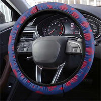 Liechtenstein Steering Wheel Cover with Red Blue Heart Design and Royal Coat of Arms Pattern - Wonder Print Shop