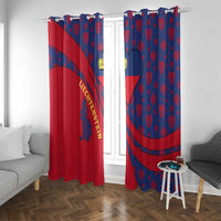 Liechtenstein Window Curtain with Red Blue Heart Design and Royal Coat of Arms Pattern - Wonder Print Shop