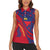 Liechtenstein Women Sleeveless Polo Shirt with Red Blue Heart Design and Royal Coat of Arms Pattern - Wonder Print Shop