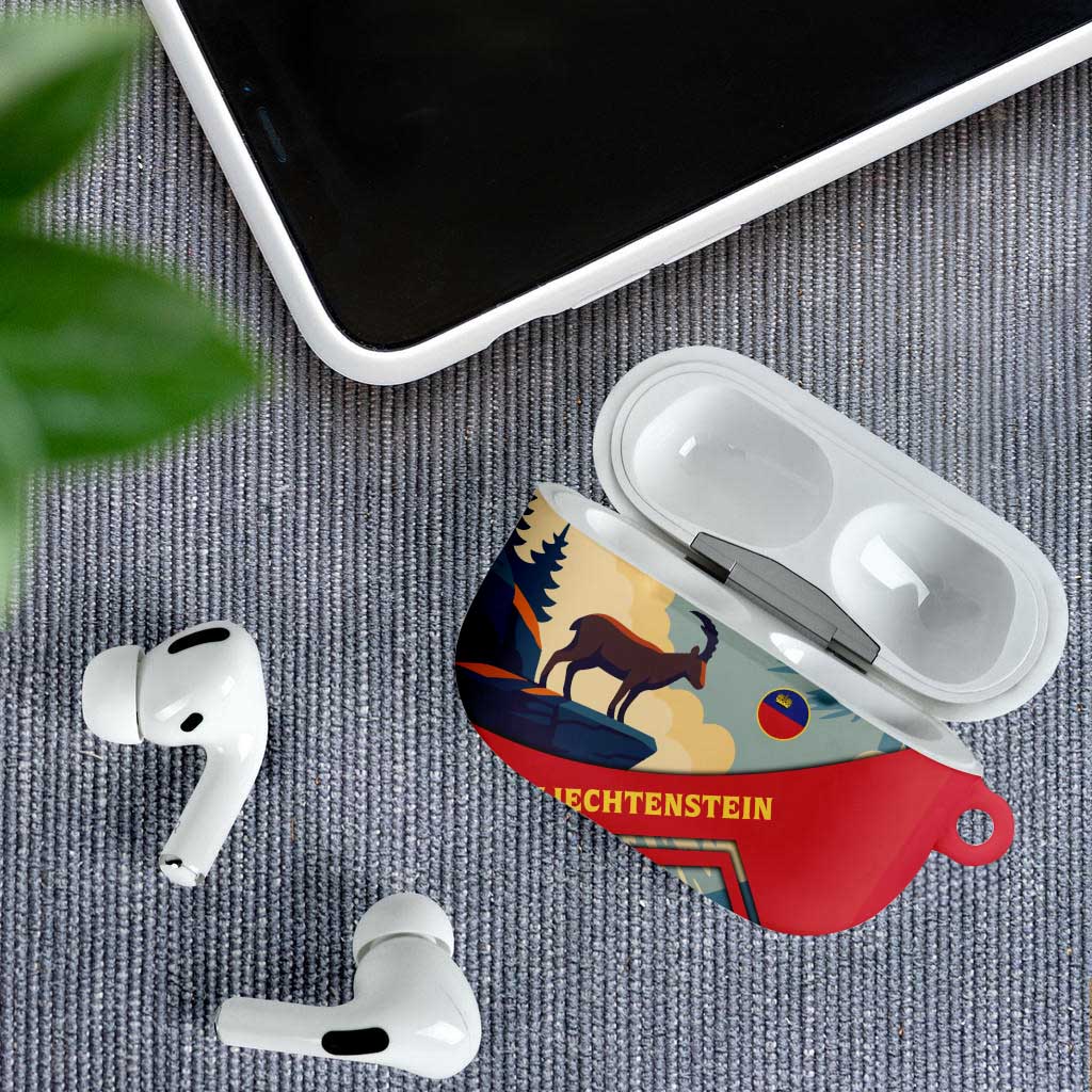 Liechtenstein AirPods Case with Mountain Goat Landscape Design and Red Blue Alps - Wonder Print Shop