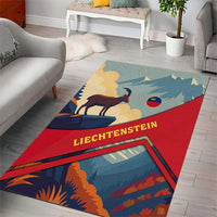 Liechtenstein Area Rug with Mountain Goat Landscape Design and Red Blue Alps - Wonder Print Shop
