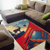 Liechtenstein Area Rug with Mountain Goat Landscape Design and Red Blue Alps - Wonder Print Shop