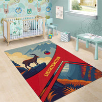 Liechtenstein Area Rug with Mountain Goat Landscape Design and Red Blue Alps - Wonder Print Shop