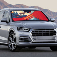 Liechtenstein Auto Sun Shade with Mountain Goat Landscape Design and Red Blue Alps - Wonder Print Shop