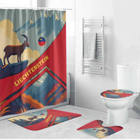 Liechtenstein Bathroom Set with Mountain Goat Landscape Design and Red Blue Alps - Wonder Print Shop