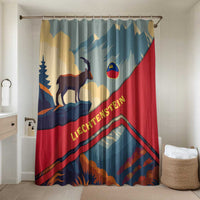 Liechtenstein Bathroom Set with Mountain Goat Landscape Design and Red Blue Alps - Wonder Print Shop