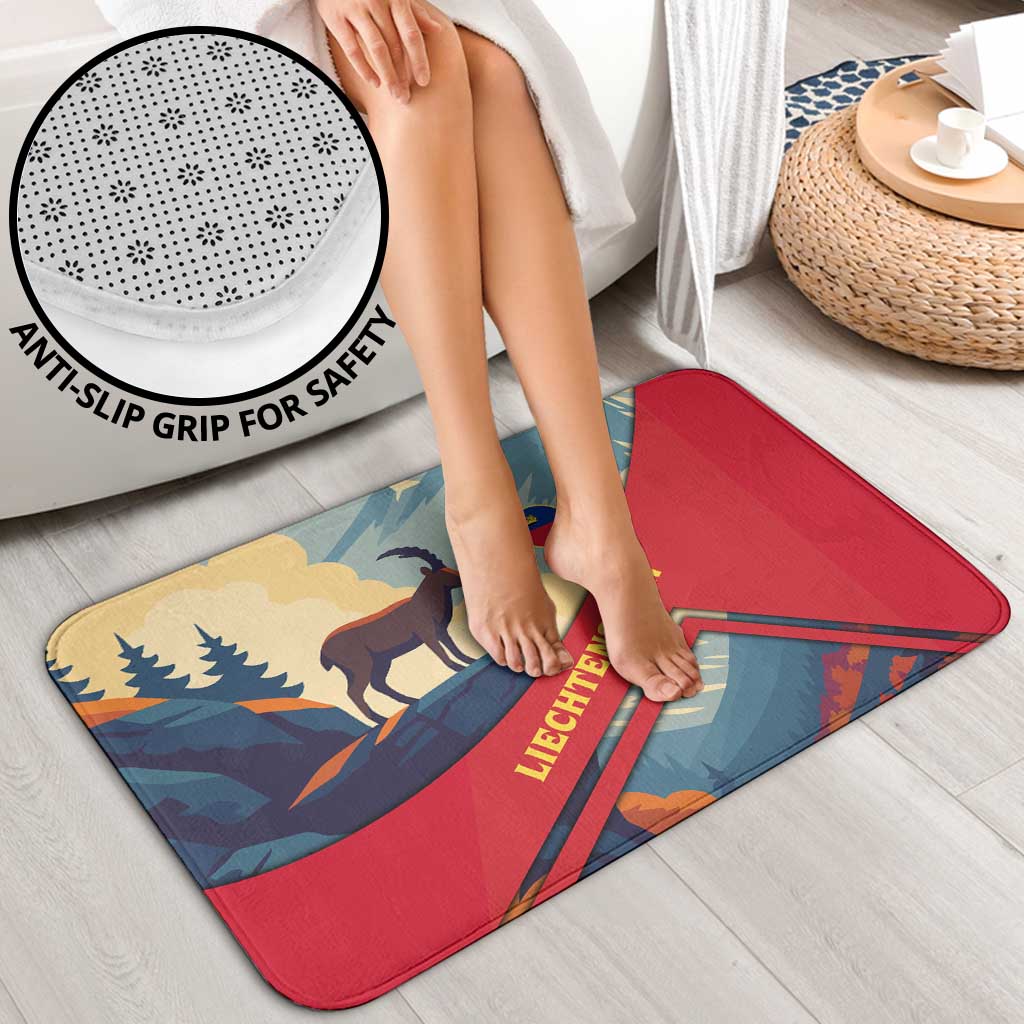 Liechtenstein Bathroom Set with Mountain Goat Landscape Design and Red Blue Alps - Wonder Print Shop