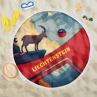 Liechtenstein Beach Blanket with Mountain Goat Landscape Design and Red Blue Alps - Wonder Print Shop