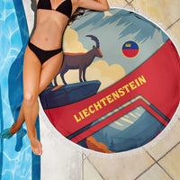 Liechtenstein Beach Blanket with Mountain Goat Landscape Design and Red Blue Alps - Wonder Print Shop