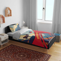 Liechtenstein Bedding Set with Mountain Goat Landscape Design and Red Blue Alps - Wonder Print Shop