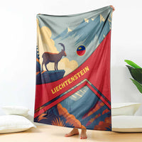 Liechtenstein Blanket with Mountain Goat Landscape Design and Red Blue Alps - Wonder Print Shop