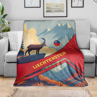 Liechtenstein Blanket with Mountain Goat Landscape Design and Red Blue Alps - Wonder Print Shop
