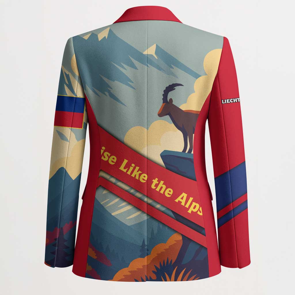 Liechtenstein Blazer with Mountain Goat Landscape Design and Red Blue Alps - Wonder Print Shop
