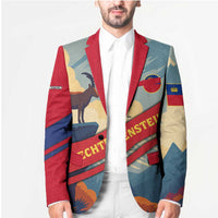 Liechtenstein Blazer with Mountain Goat Landscape Design and Red Blue Alps - Wonder Print Shop
