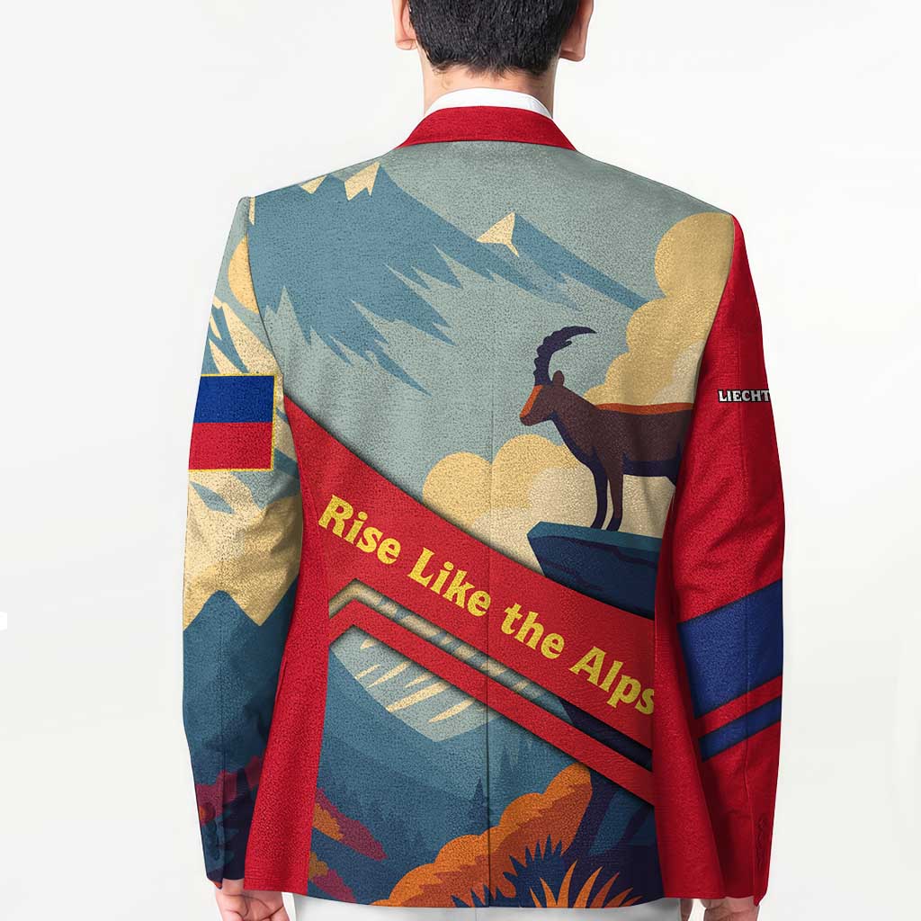 Liechtenstein Blazer with Mountain Goat Landscape Design and Red Blue Alps - Wonder Print Shop