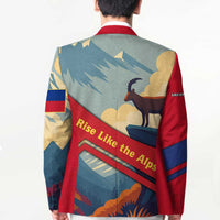 Liechtenstein Blazer with Mountain Goat Landscape Design and Red Blue Alps - Wonder Print Shop