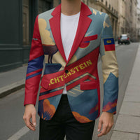 Liechtenstein Blazer with Mountain Goat Landscape Design and Red Blue Alps - Wonder Print Shop