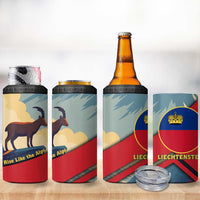 Liechtenstein 4 in 1 Can Cooler Tumbler with Mountain Goat Landscape Design and Red Blue Alps - Wonder Print Shop