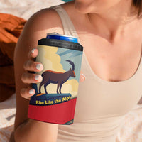 Liechtenstein 4 in 1 Can Cooler Tumbler with Mountain Goat Landscape Design and Red Blue Alps - Wonder Print Shop